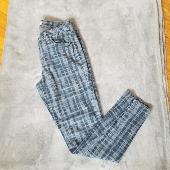 Cabi 3049 Blue Grid Curvy Skinny Mid Rise Jeans Sz 8  Womens Pants Gray - Picture 3 of 12